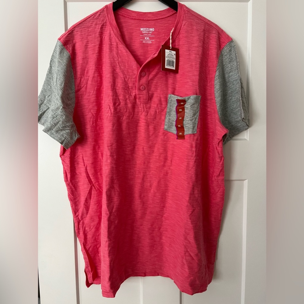 NWT - Mossimo pink/grey short sleeve Henley